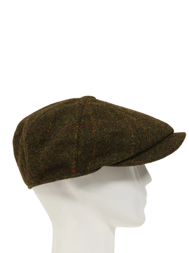 Harris Tweed 8 Piece Flat Cap - Moss Green Windowpane (FW2017)