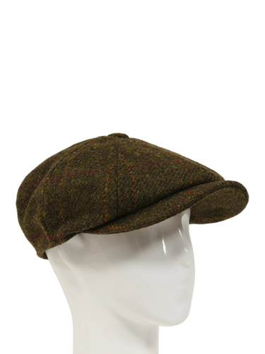 Harris Tweed 8 Piece Flat Cap - Moss Green Windowpane (FW2017)