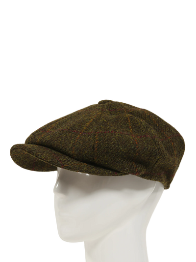 Harris Tweed 8 Piece Flat Cap - Moss Green Windowpane (FW2017)