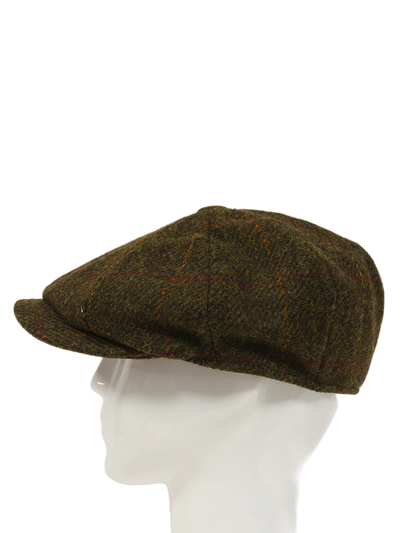 Harris Tweed 8 Piece Flat Cap - Moss Green Windowpane (FW2017)