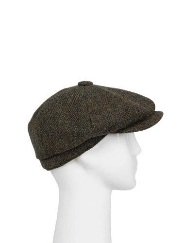 Harris Tweed 8 Piece Flat Cap - HB160 Forest Green (HW)