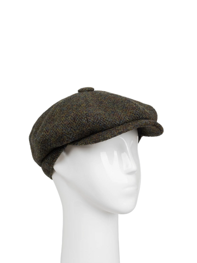 Harris Tweed 8 Piece Flat Cap - HB160 Forest Green (HW)