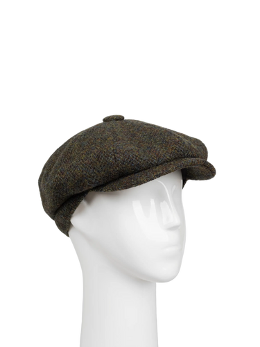 Harris Tweed 8 Piece Flat Cap - HB160 Forest Green (HW)