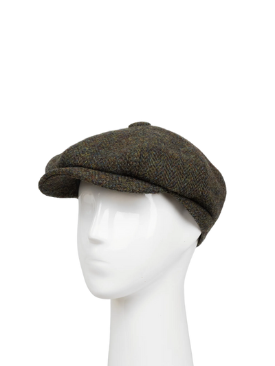 Harris Tweed 8 Piece Flat Cap - HB160 Forest Green (HW)