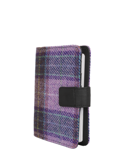 Harris Tweed Address Book - Lilac W/Overcheck