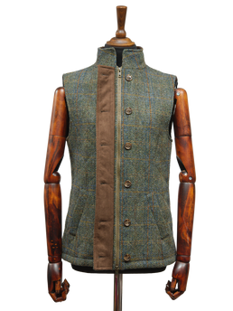 Harris Tweed Andi Gilet Green HB With Overcheck