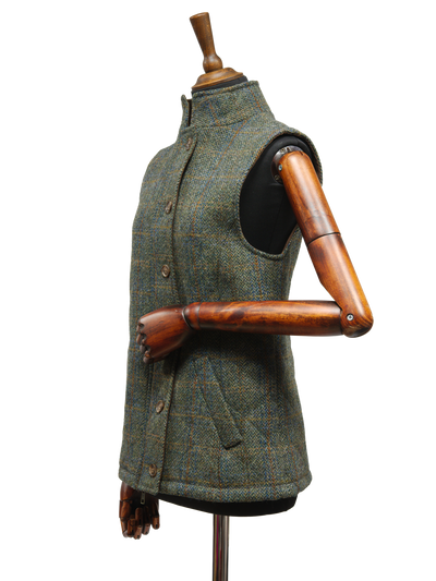 Harris Tweed Andi Gilet - Green HB With Overcheck