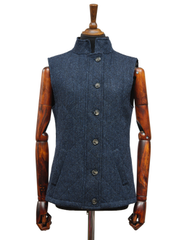 Harris Tweed Andi Gilet Navy Herringbone