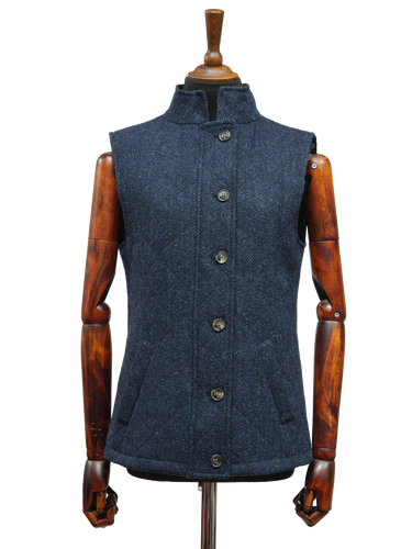 Harris Tweed Andi Gilet - Navy Herringbone