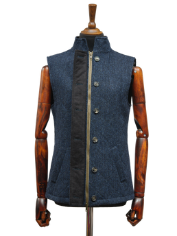 Harris Tweed Andi Gilet Navy Herringbone