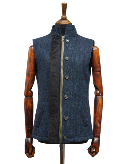Harris Tweed Andi Gilet Navy Herringbone