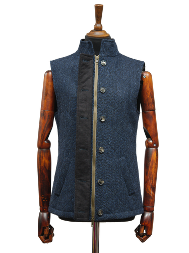 Harris Tweed Andi Gilet - Navy Herringbone