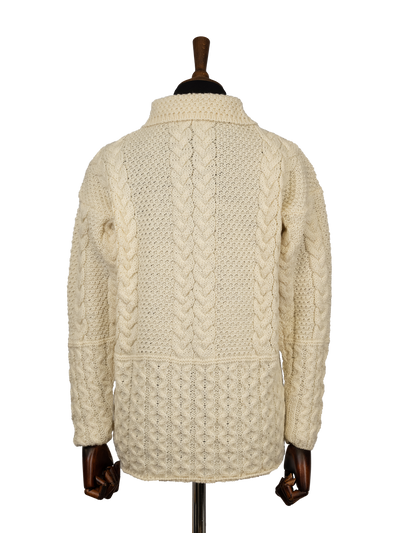 Aran Pattern Cardigan - Ecru (Dark Buttons)