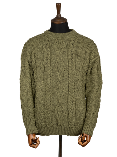 Unisex Aran Crew Neck Jumper - Dark Apple