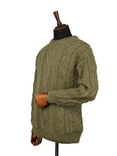 Unisex Aran Crew Neck Jumper - Dark Apple