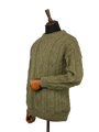 Unisex Aran Crew Neck Jumper - Dark Apple