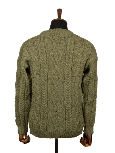 Unisex Aran Crew Neck Jumper - Dark Apple