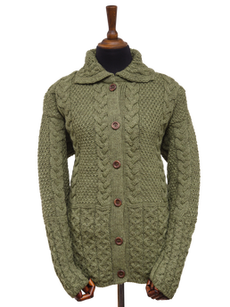 Aran Pattern Cardigan - Dark Apple (Dark Buttons)