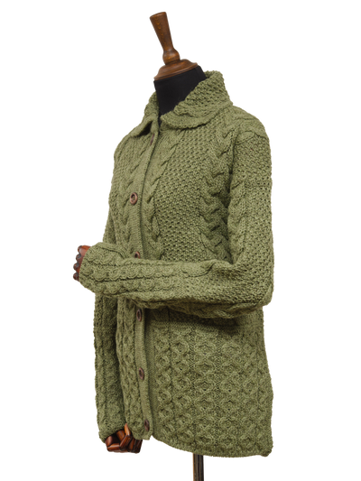 Aran Pattern Cardigan - Dark Apple (Dark Buttons)