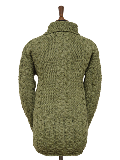 Aran Pattern Cardigan - Dark Apple (Dark Buttons)