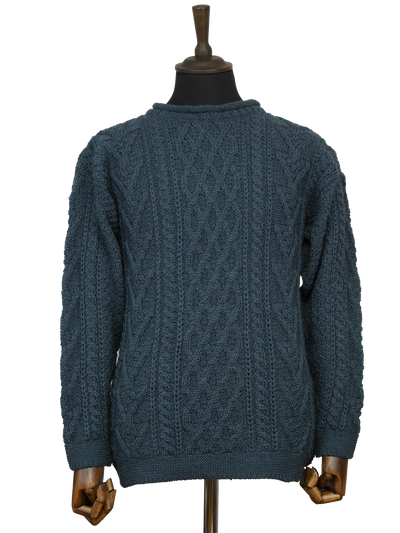 Unisex Aran Tunic Neck Jumper - Mallard