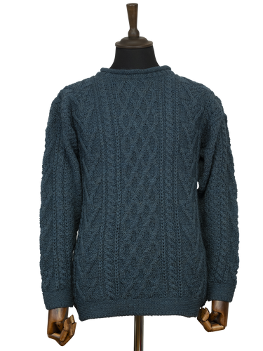 Unisex Aran Tunic Neck Jumper - Mallard