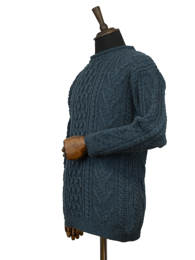 Unisex Aran Tunic Neck Jumper - Mallard
