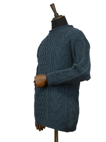 Unisex Aran Tunic Neck Jumper - Mallard