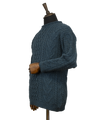Unisex Aran Tunic Neck Jumper - Mallard