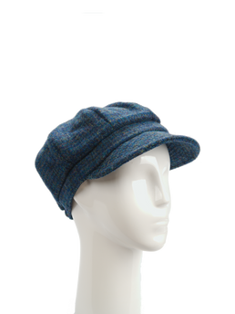 Harris Tweed Baker Boy Hat Peacock Blue (HH)