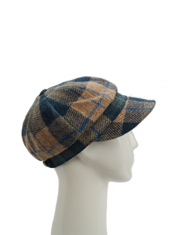 Harris Tweed Baker Boy Hat Sand/Navy Check (HH)