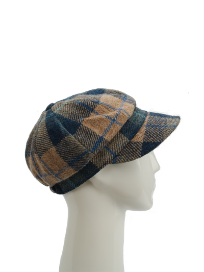 Harris Tweed Baker Boy Hat Sand/Navy Check (HH)