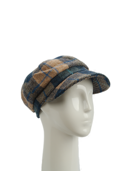 Harris Tweed Baker Boy Hat Sand/Navy Check (HH)