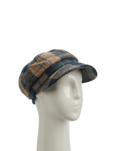 Harris Tweed Baker Boy Hat Sand/Navy Check (HH)