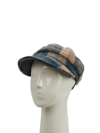 Harris Tweed Baker Boy Hat Sand/Navy Check (HH)