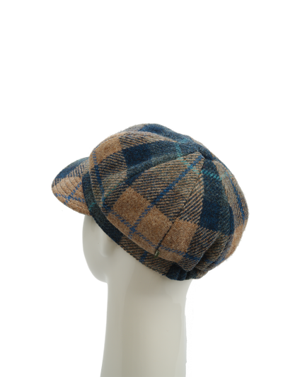 Harris Tweed Baker Boy Hat Sand/Navy Check (HH)