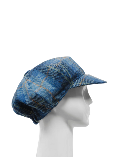 Harris Tweed Bakerboy Cap - Blue Pastel Check (GC)