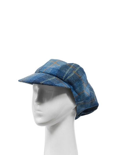 Harris Tweed Bakerboy Cap - Blue Pastel Check (GC)