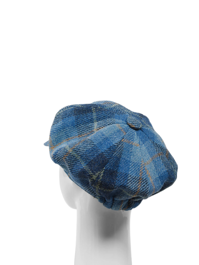 Harris Tweed Bakerboy Cap - Blue Pastel Check (GC)