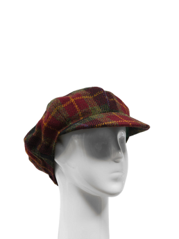 Harris Tweed Bakerboy Cap - Green/Rust Check (GC)