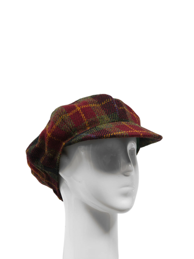 Harris Tweed Bakerboy Cap - Green/Rust Check (GC)