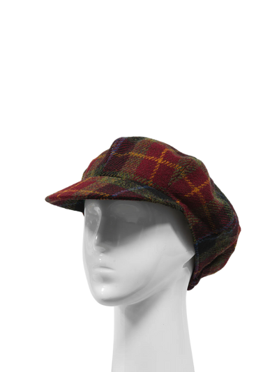 Harris Tweed Bakerboy Cap - Green/Rust Check (GC)
