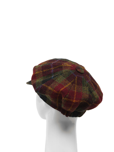 Harris Tweed Bakerboy Cap - Green/Rust Check (GC)