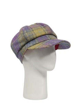 Harris Tweed Bakerboy Cap - Muted Lilac/Green Check (GA)
