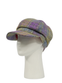 Harris Tweed Bakerboy Cap - Muted Lilac/Green Check (GA)