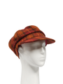 Harris Tweed Bakerboy Cap - Orange/Brown Check (GA)