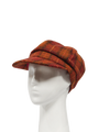 Harris Tweed Bakerboy Cap - Orange/Brown Check (GA)