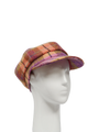 Harris Tweed Bakerboy Cap - Peach/Purple Check (GA)