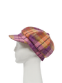 Harris Tweed Bakerboy Cap - Peach/Purple Check (GA)