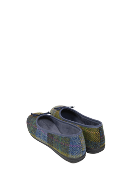 Harris Tweed Ballerina Pumps Denim Sage